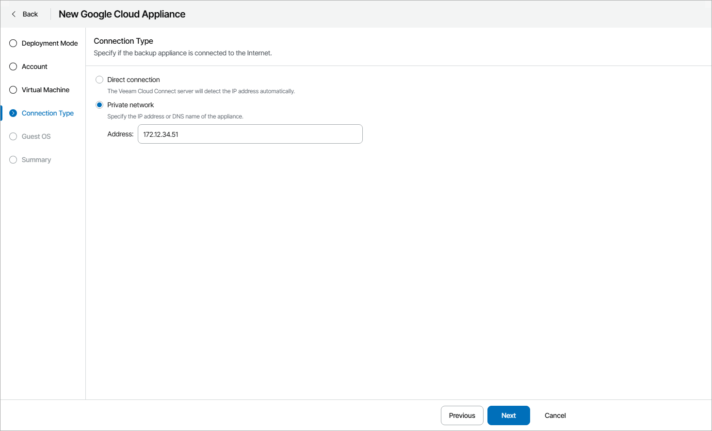 Specify Connection Type