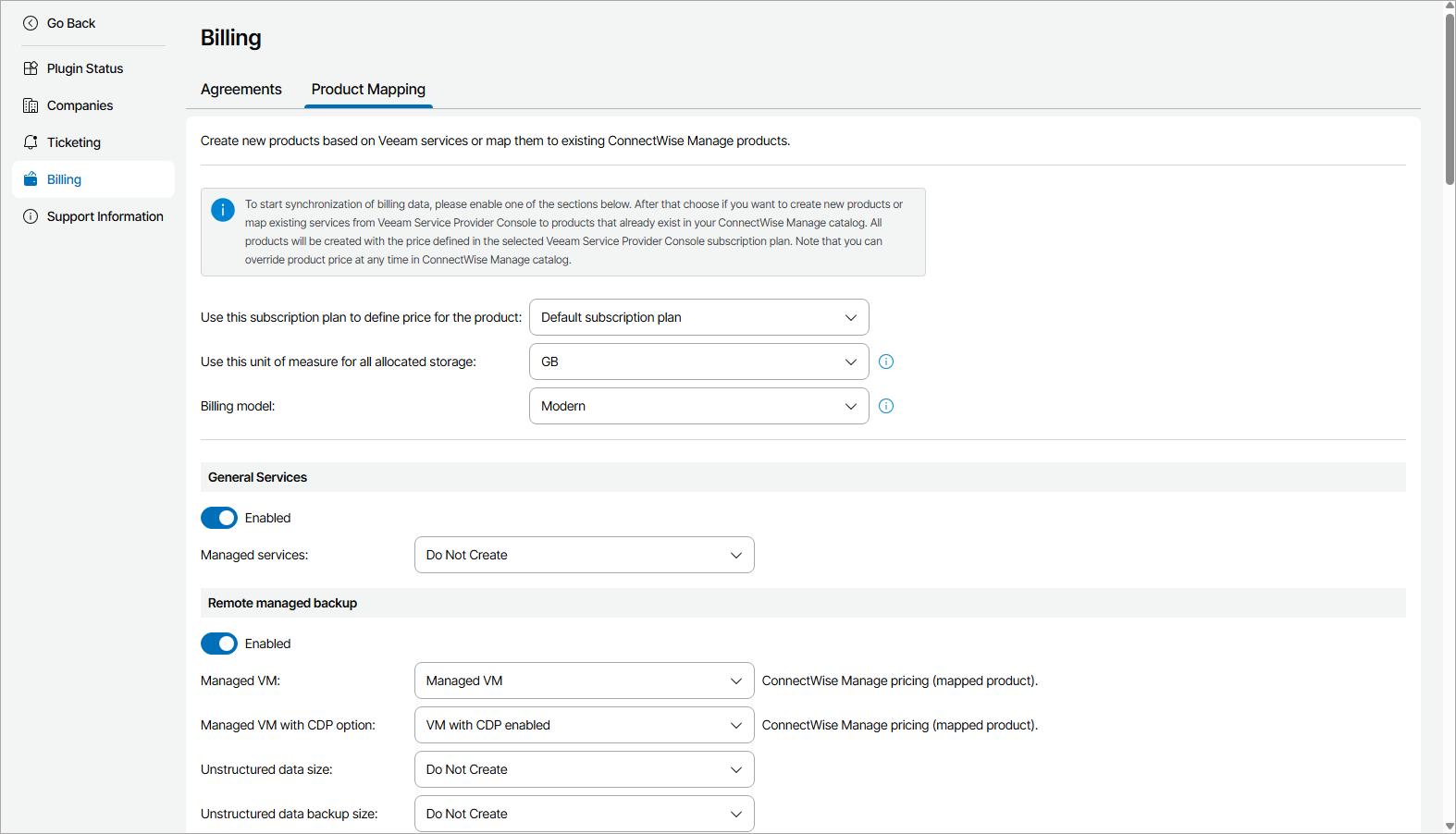 Configure product mapping