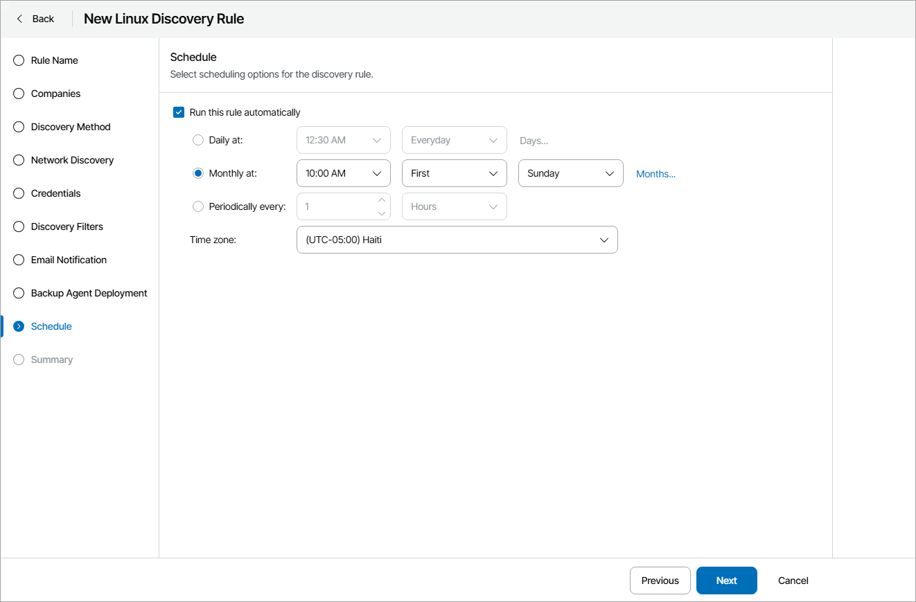 Configure Discovery Schedule