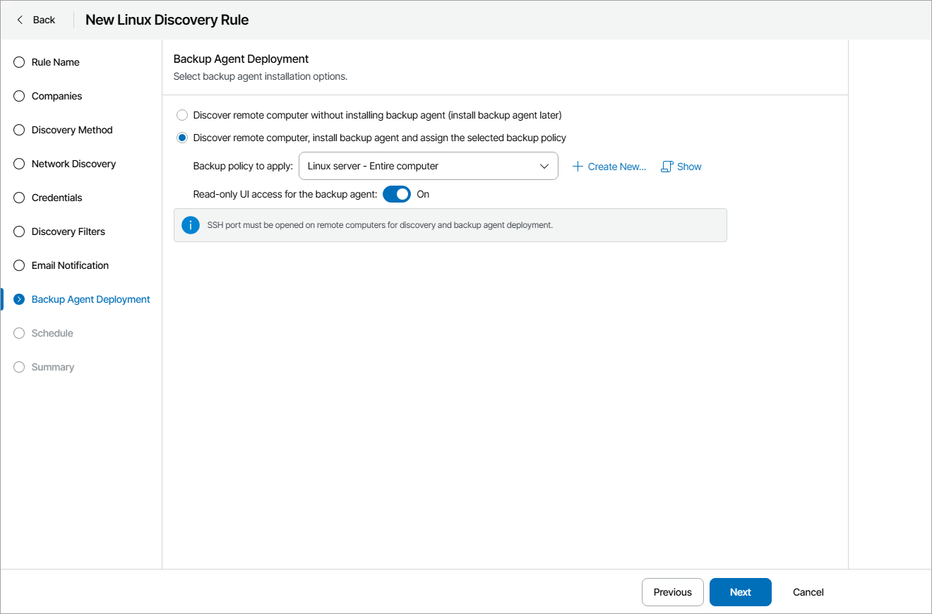 Configure Backup Agent Deployment