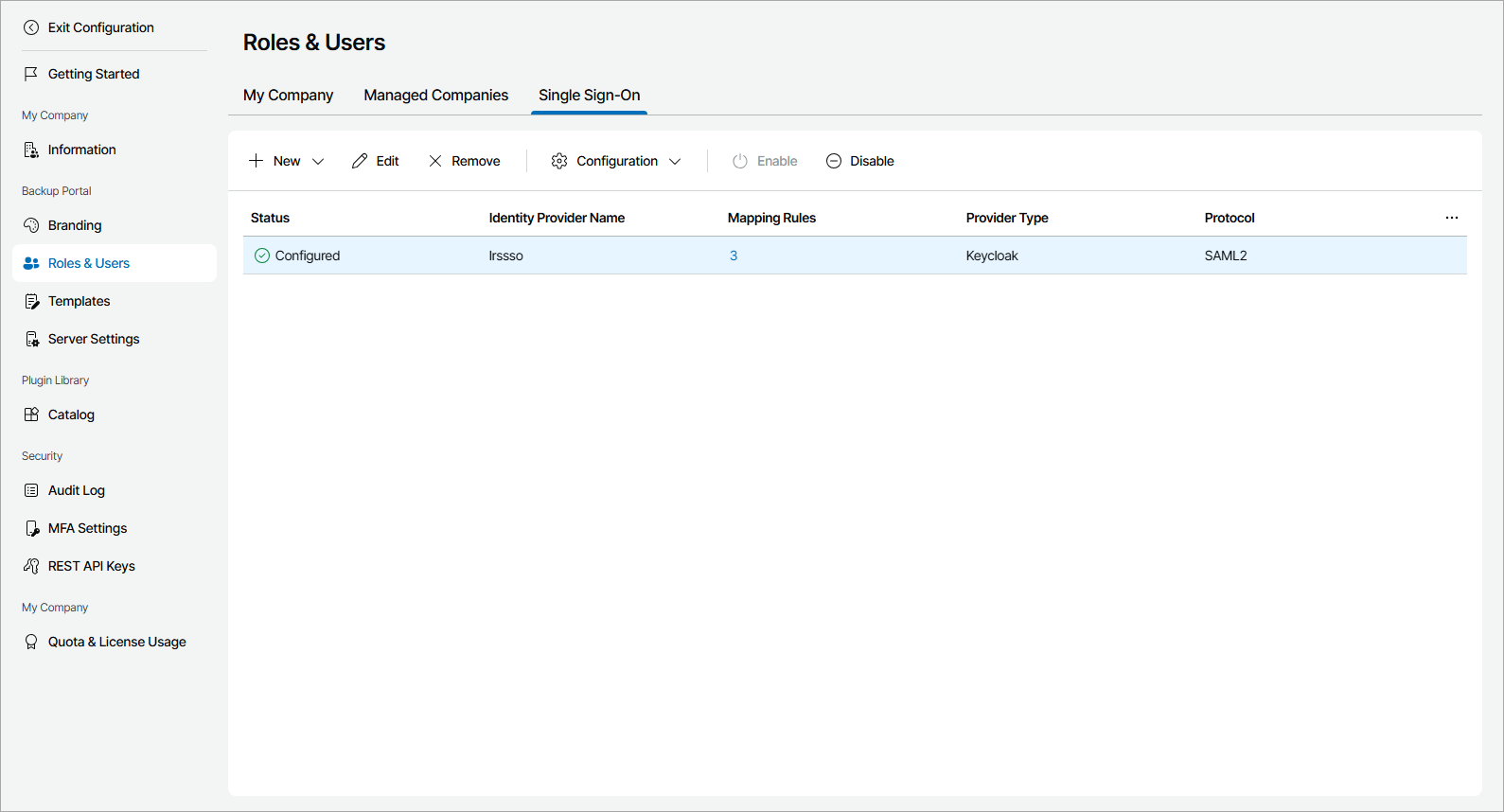 Viewing Identity Provider Details