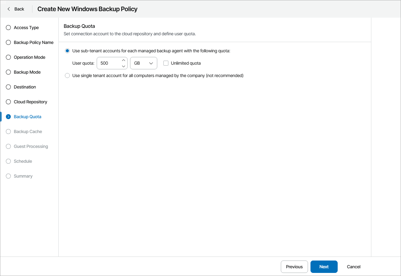 Specify Cloud Repository Quota
