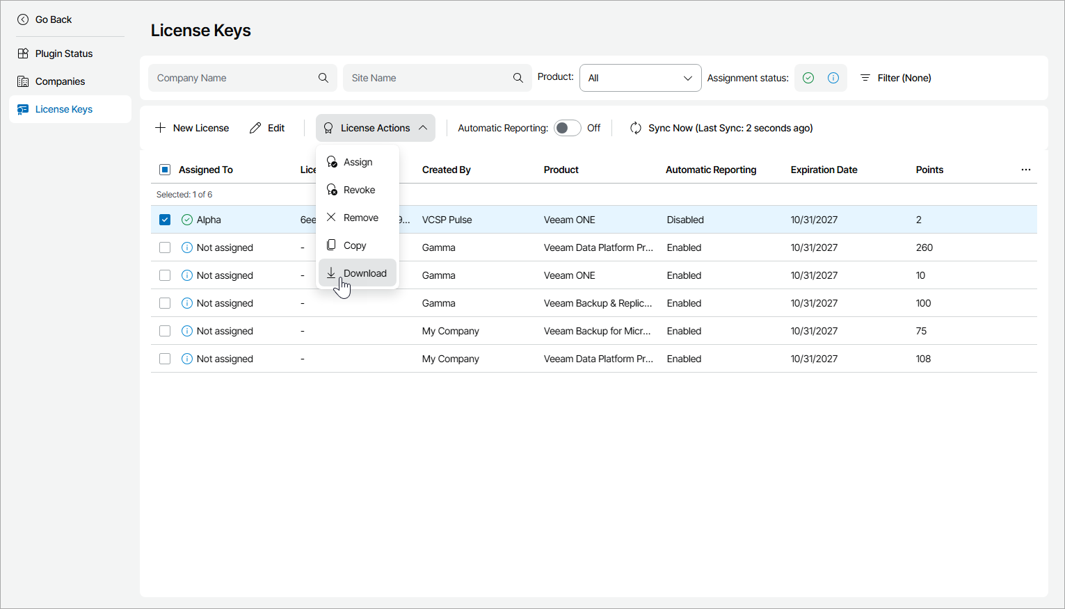 Download License Key