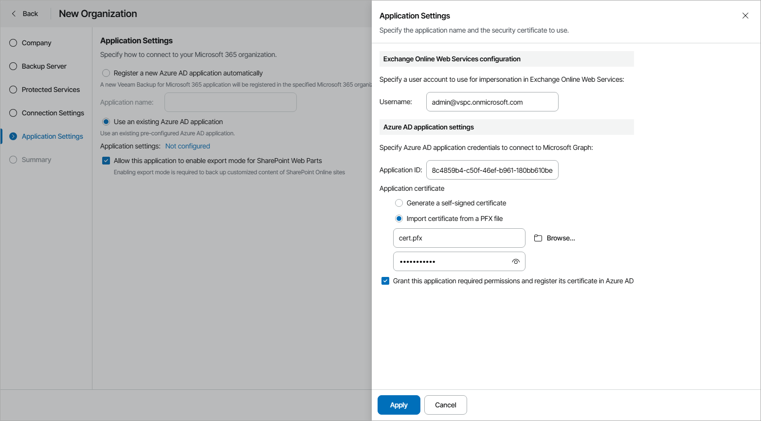 Select Azure AD Application
