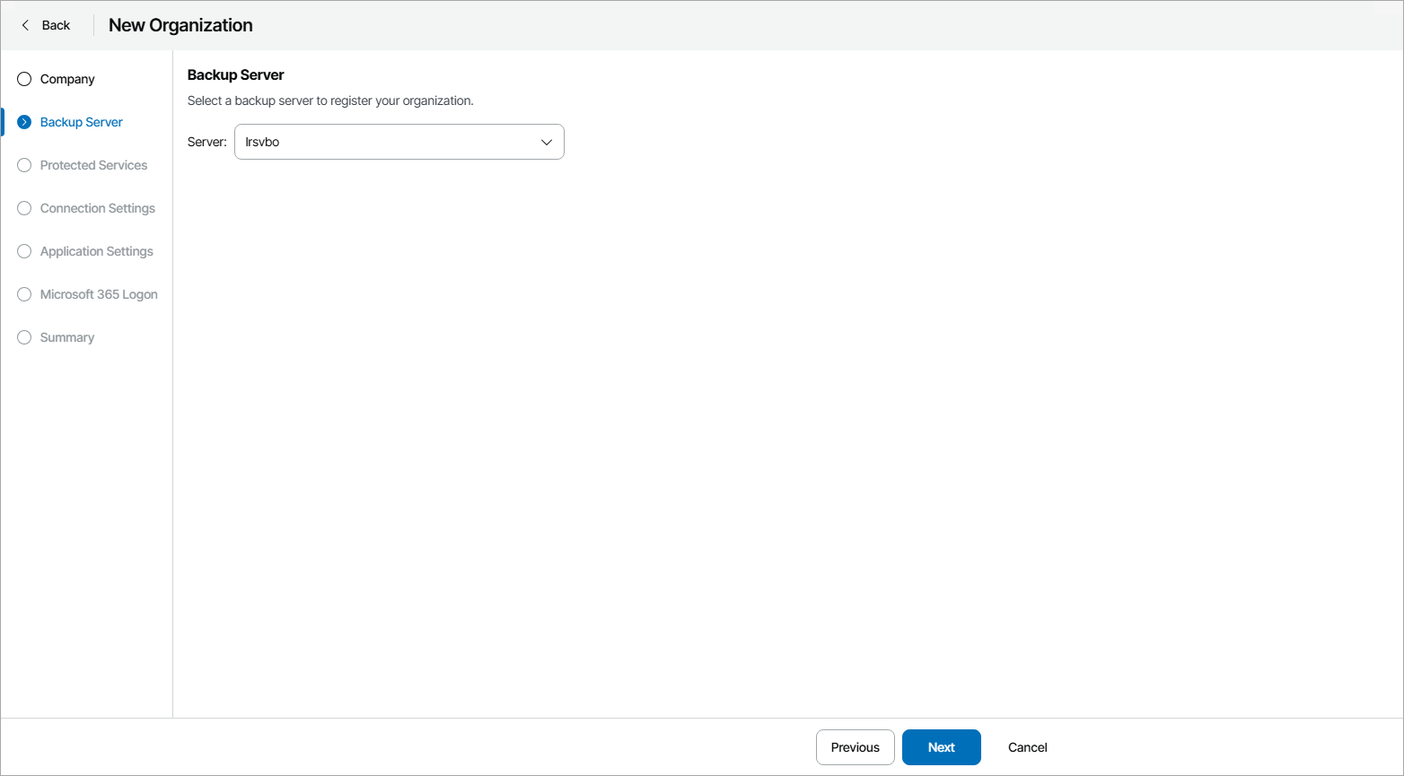 Select Backup Server