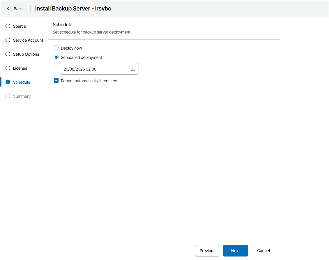 Configure Deployment Schedule