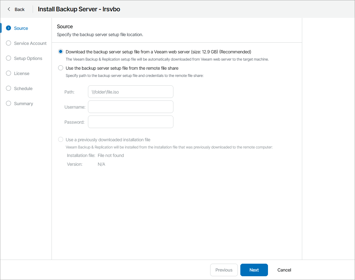 Specify Source Location