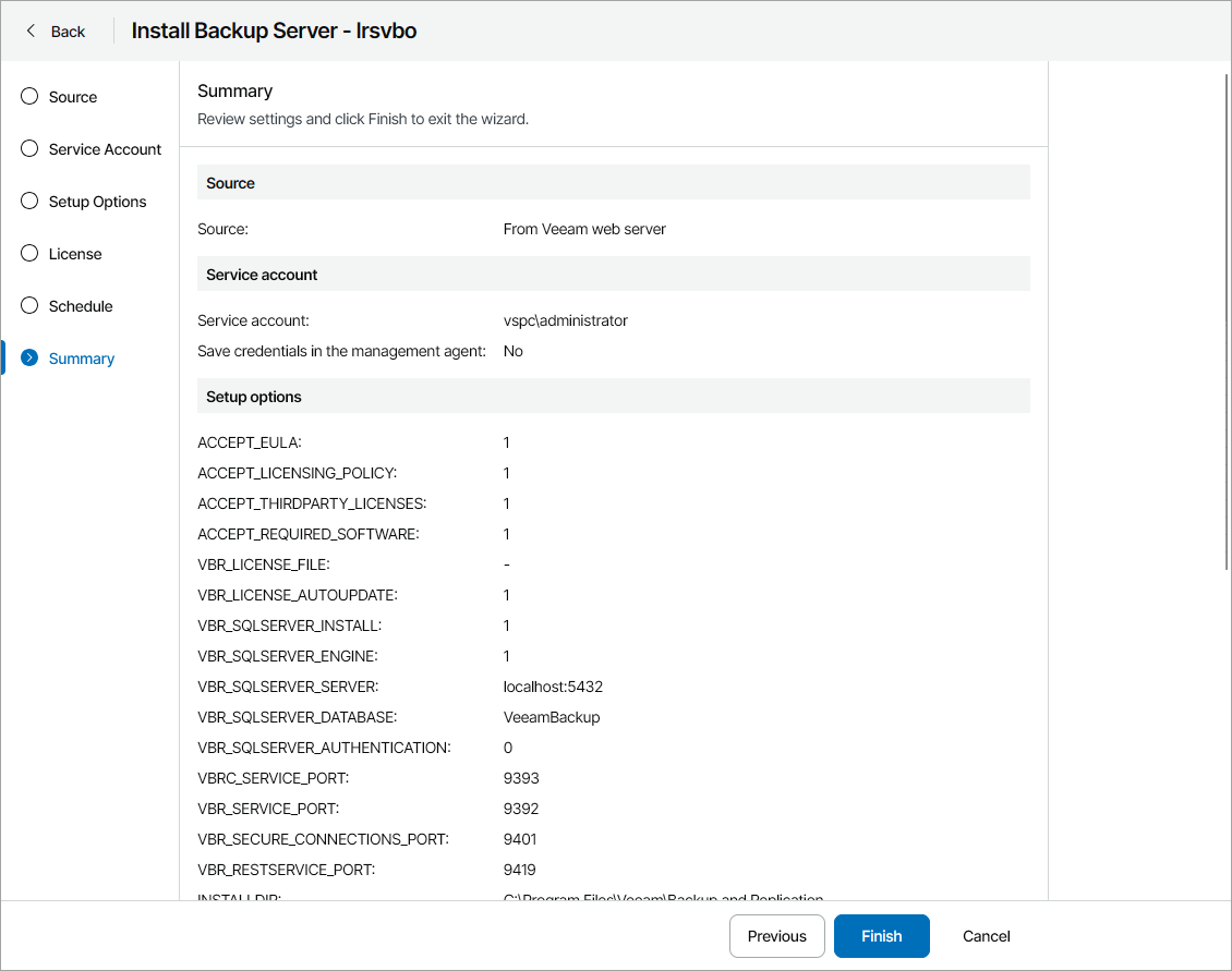 Review Deployment Settings
