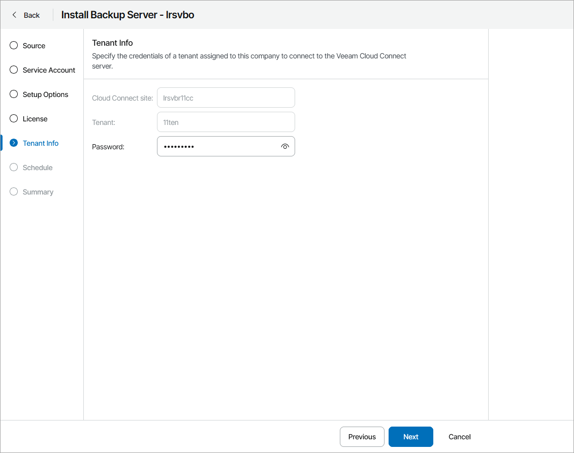 Provide Tenant Password