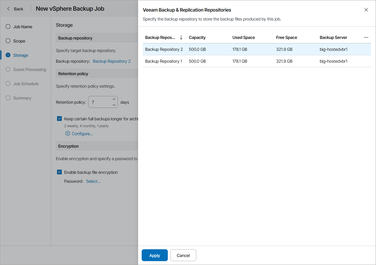 Specify Backup Repository