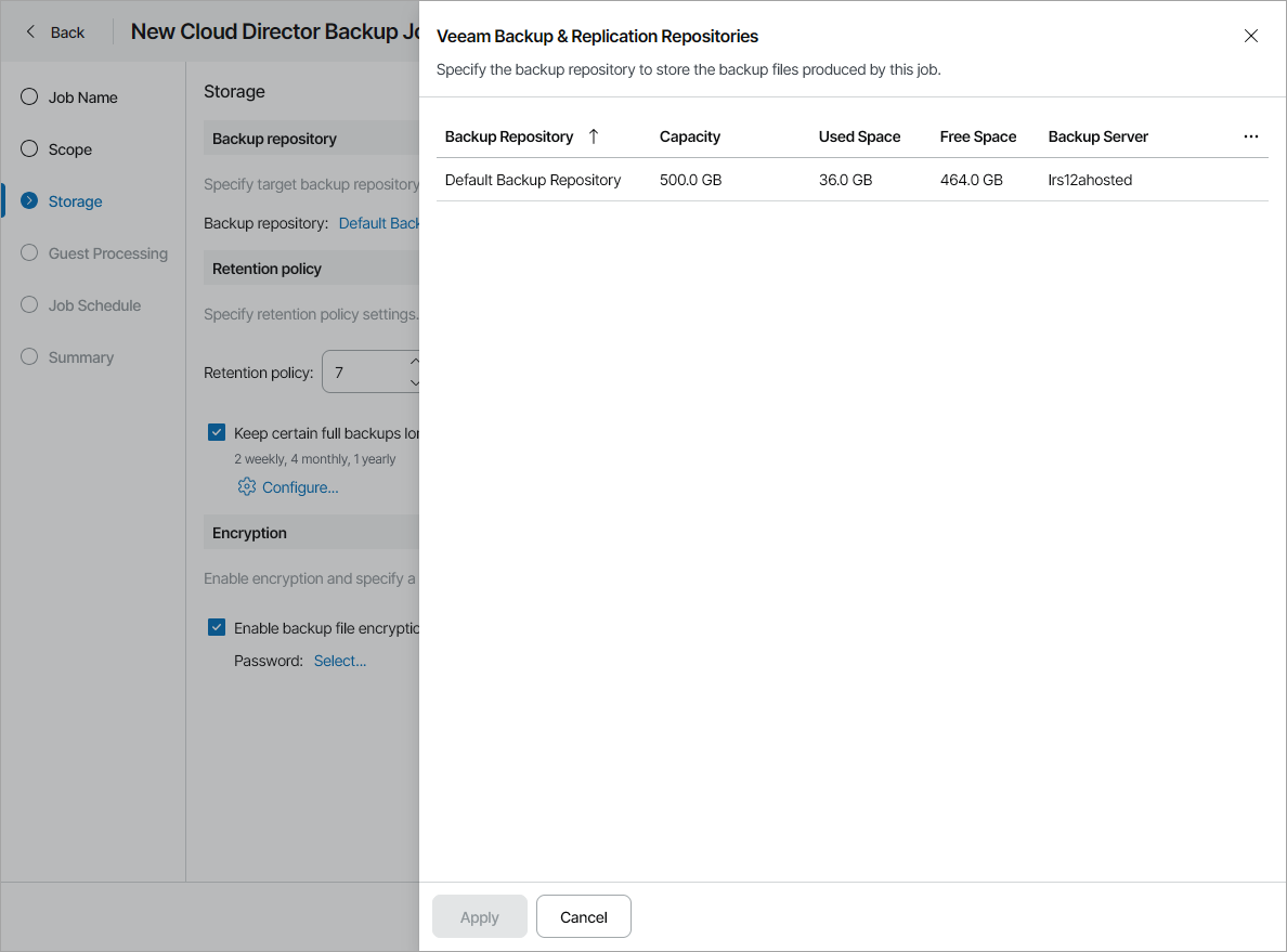 Specify Backup Repository