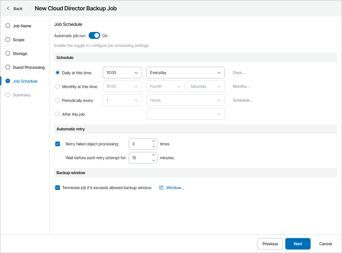 Configure Backup Schedule