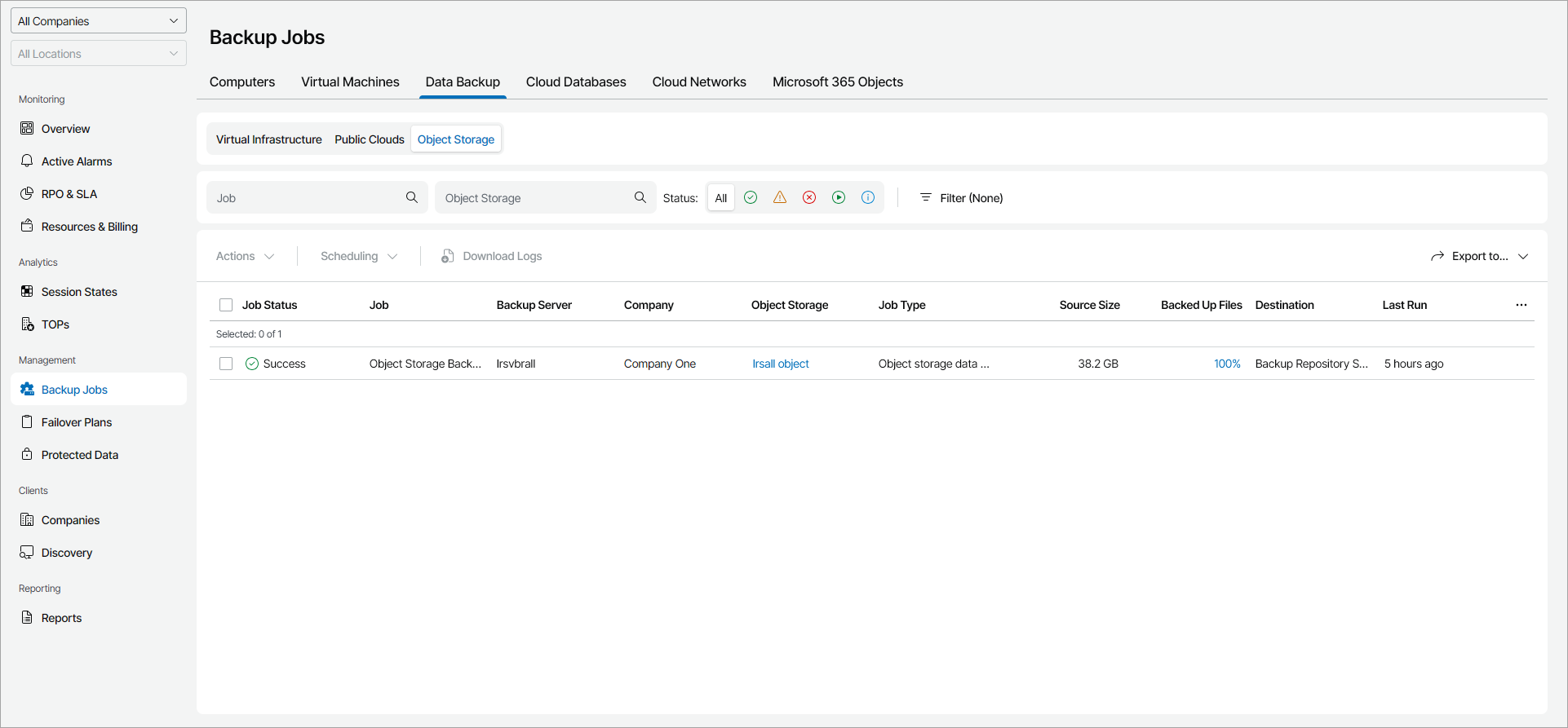 View Object Storage Job Details