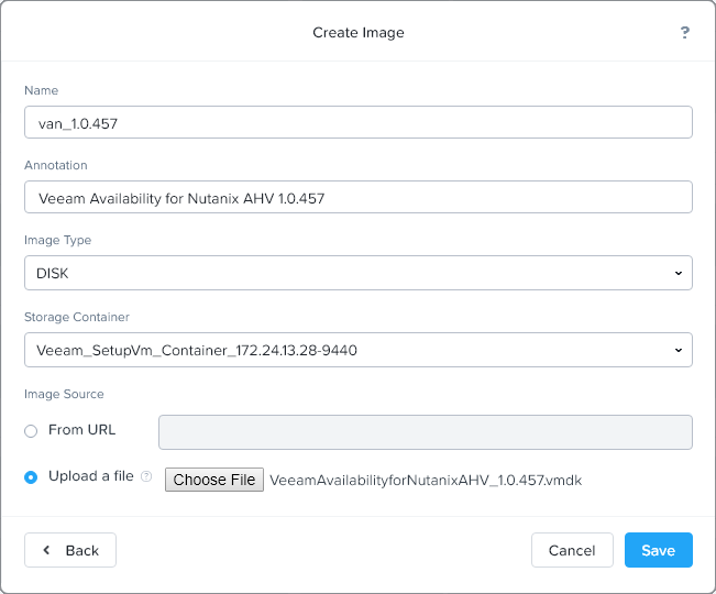 Upload Proxy Appliance Virtual Disk Image