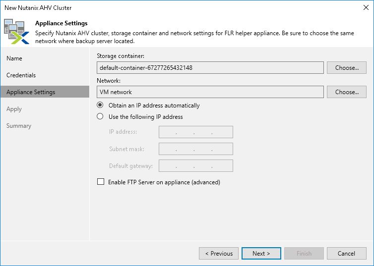 Step 4. Specify Helper Appliance Settings