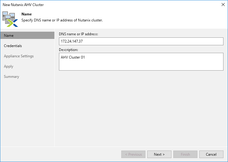 Step 2. Specify Cluster Name or Address