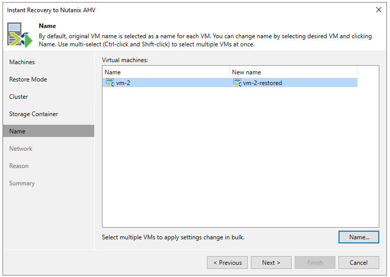 Step 6. Assign Name for Restored VM