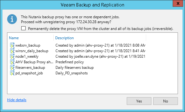 Removing Nutanix AHV Backup Proxies