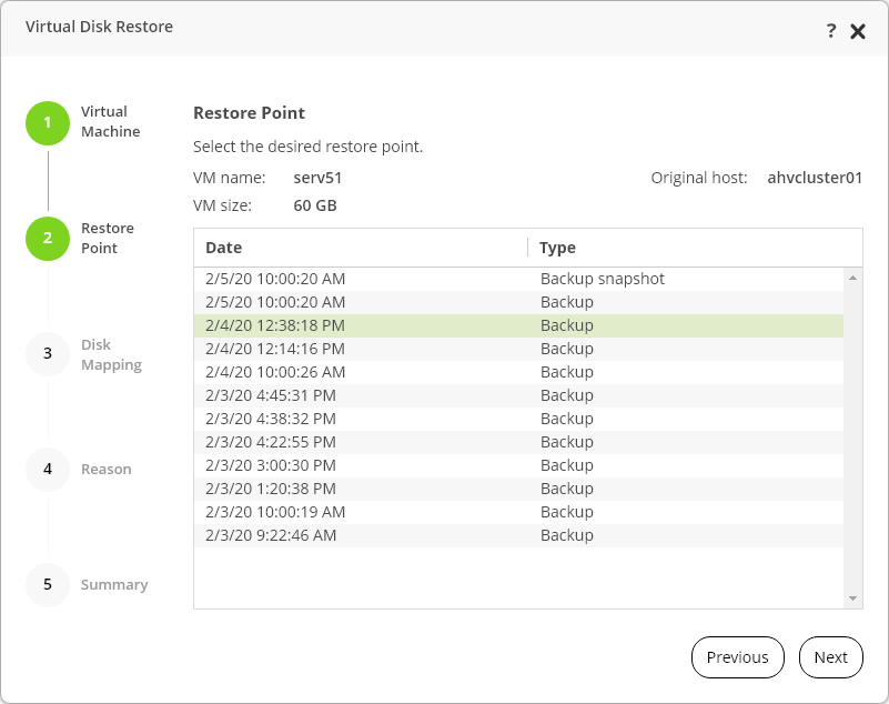 Step 2. Select Restore Point