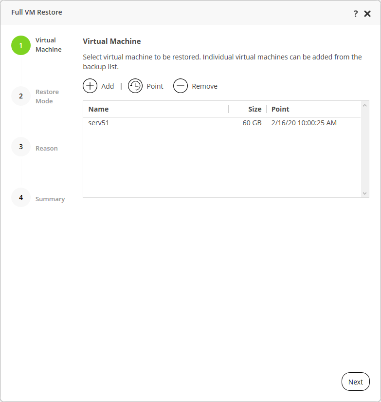 Step 1. Select VM to Restore