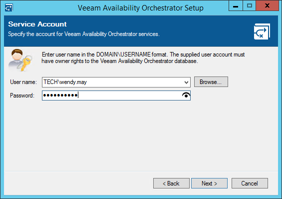 Step 6. Specify Service Account Credentials