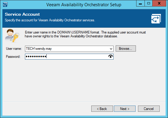 Step 6. Specify Service Account Credentials