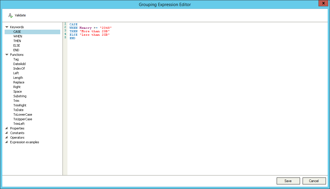 Categorization with Grouping Expressions