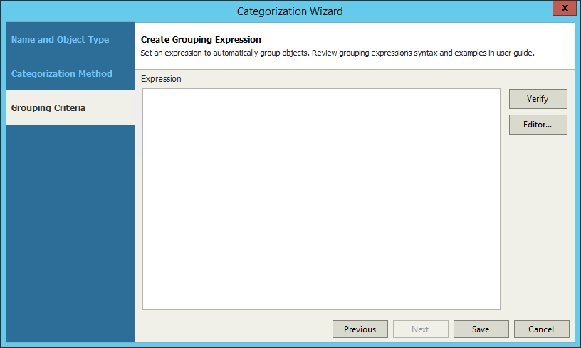 Categorization with Grouping Expressions