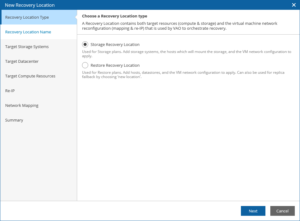 Adding Recovery Location