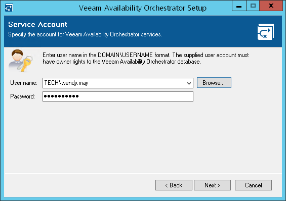 Step 6. Specify Service Account Credentials