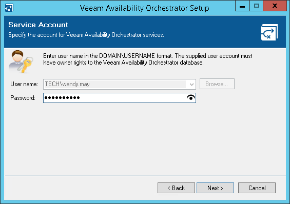 Step 6. Specify Service Account Credentials