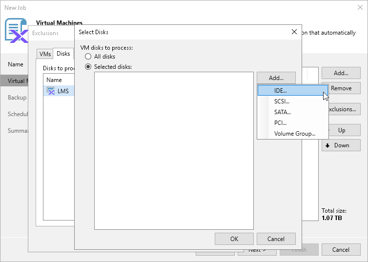 Step 3b. Choose Disks and Volume Groups