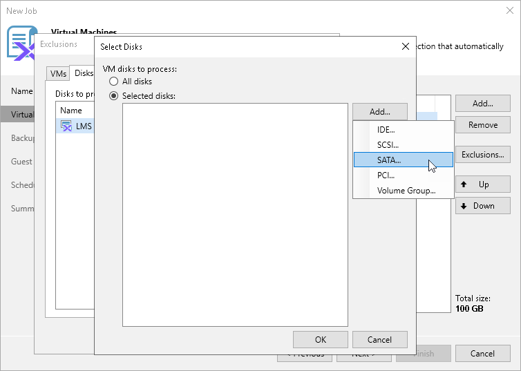 Step 3b. Choose Disks and Volume Groups