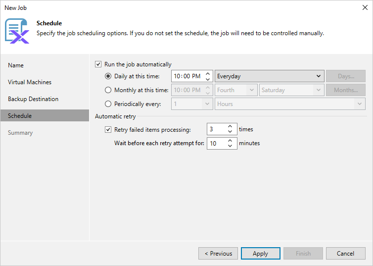 Step 6. Define Job Schedule
