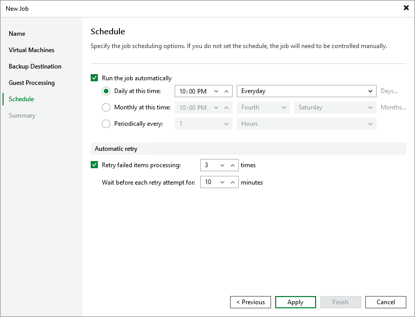 Step 6. Specify Job Scheduling Options