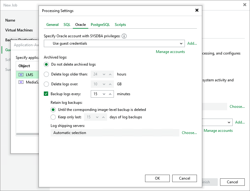 Oracle Archived Redo Log Settings