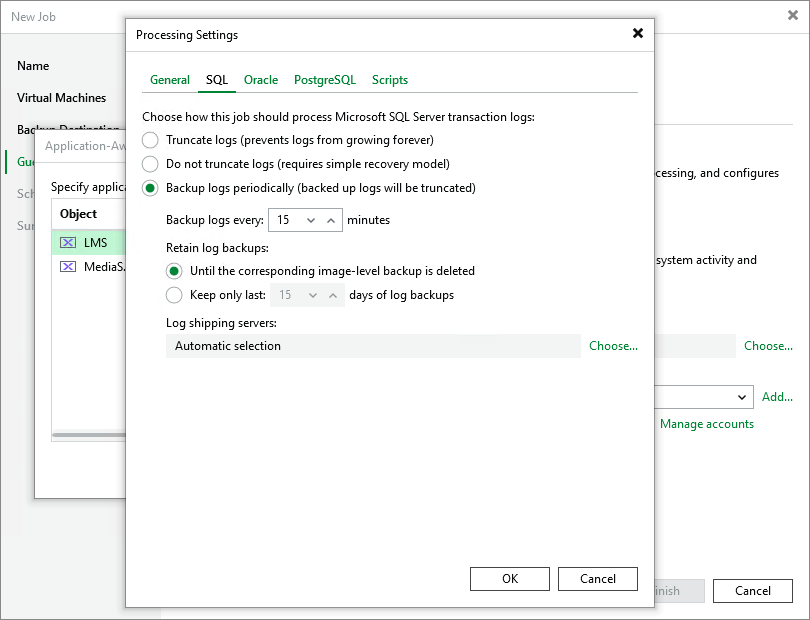 Microsoft SQL Server Transaction Log Settings