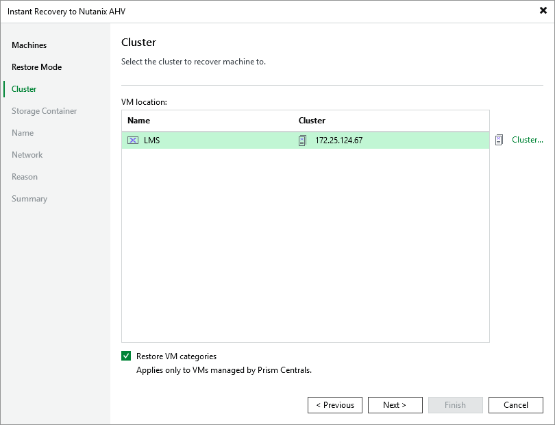 Step 4. Specify Target Cluster