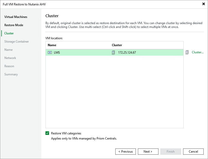 Step 4. Specify Target Cluster