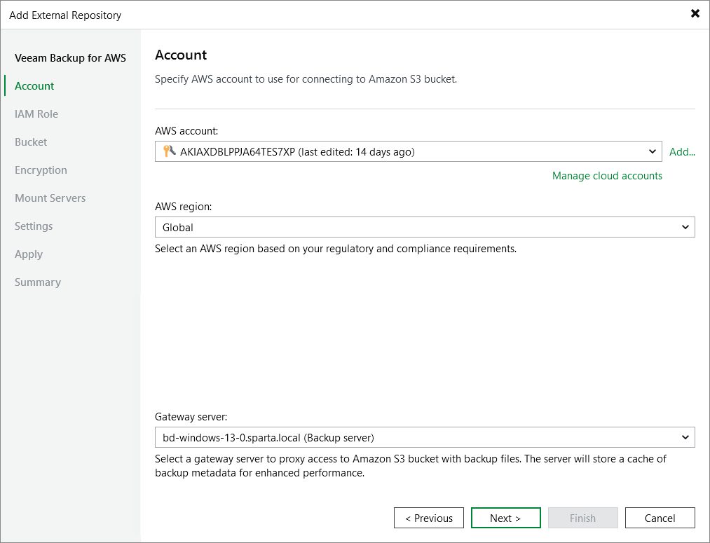 Step 3. Specify AWS Account Settings