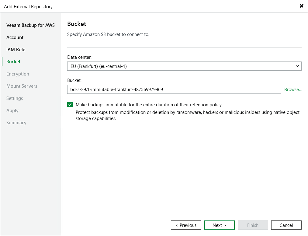 Step 5. Specify Amazon S3 Bucket