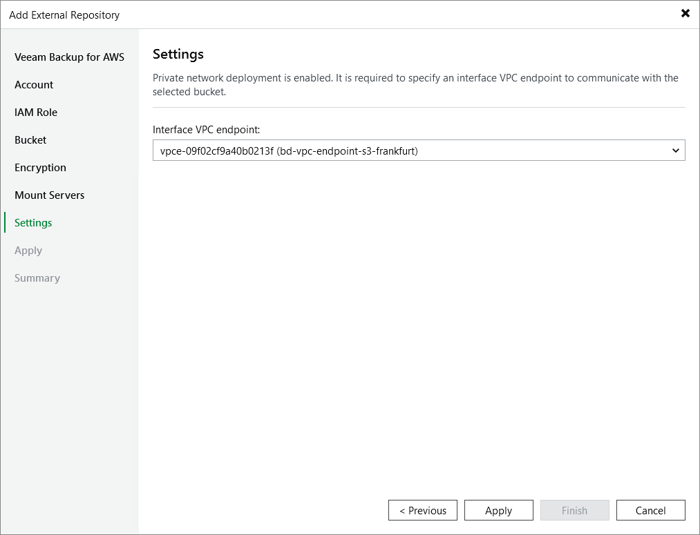 Step 8. Specify VPC Interface Endpoint