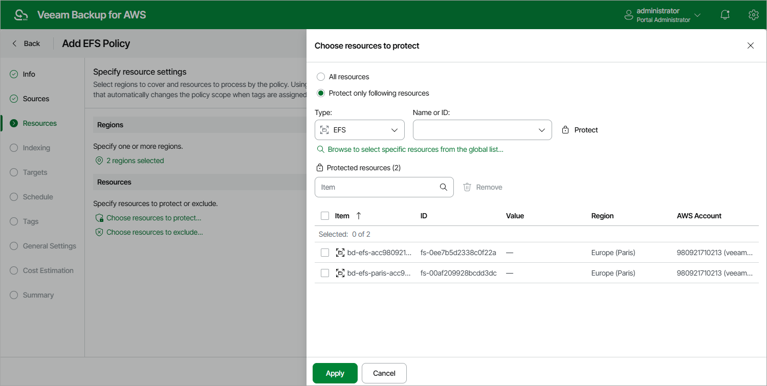 Creating EFS Backup Policy