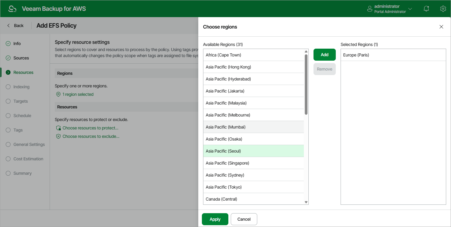 Creating EFS Backup Policy