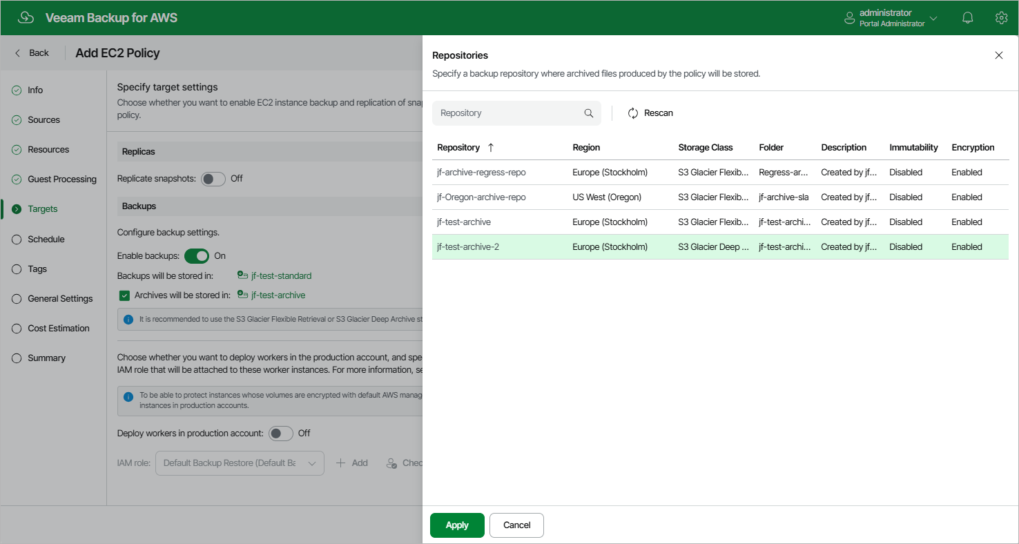 Enabling Backup Archiving