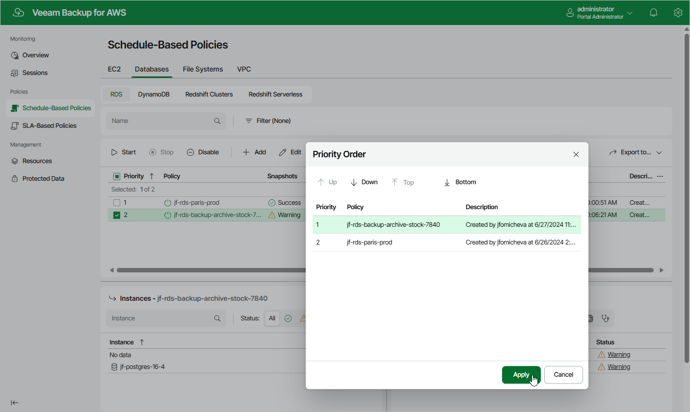 Setting Policy Priority