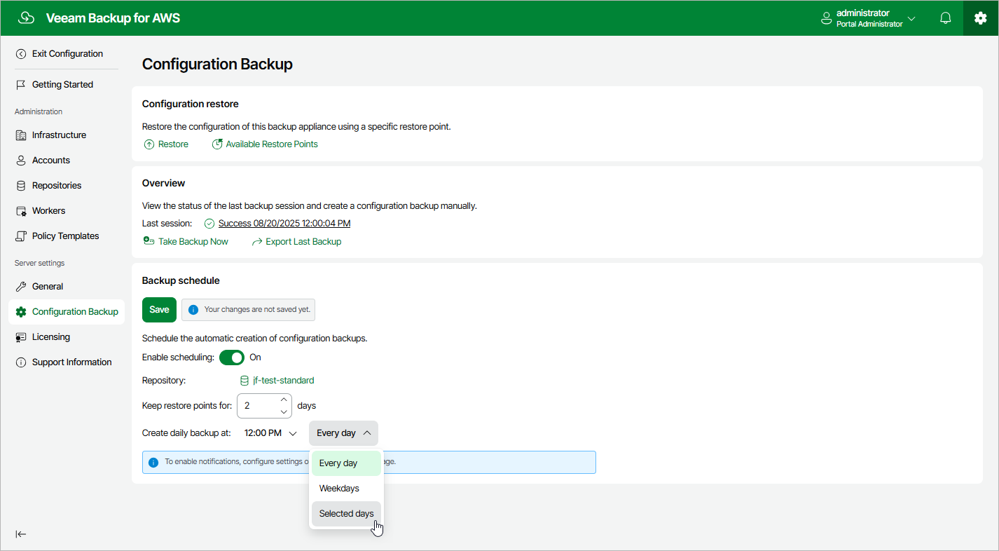 Configuring Configuration Backup Schedule