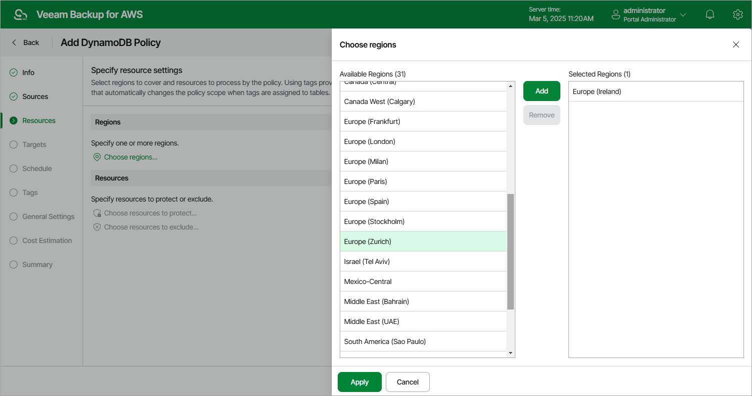 Creating DynamoDB Backup Policy