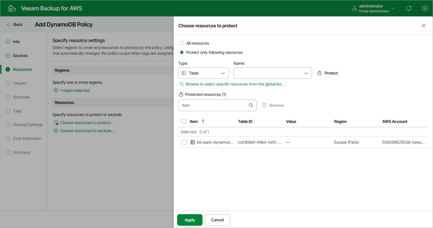 Creating DynamoDB Backup Policy