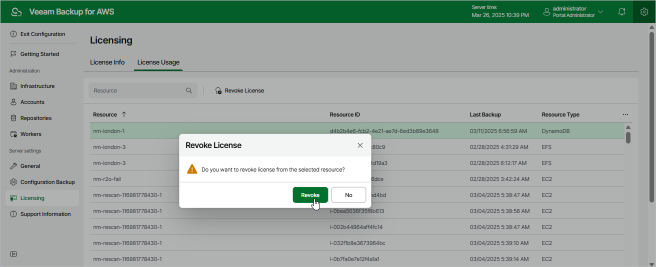 Revoking License Units